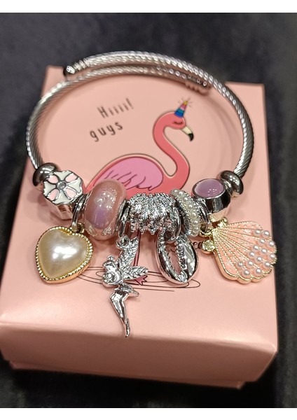 , Charmlı Pembe Deniz Kabuğu Charmlı Çelik Bileklik fırsatları