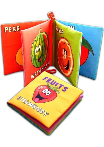 Ingilizce Meyveler Kumaş Sessiz Kitap E126 - Bez Kitap , Eğitici Oyuncak , Yumuşak ve Hışırtılı