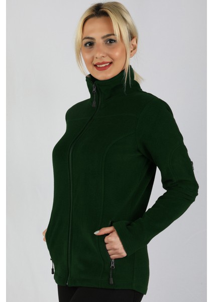 Polar Kadın Kol Fermuarlı Sweatshirt Yeşil