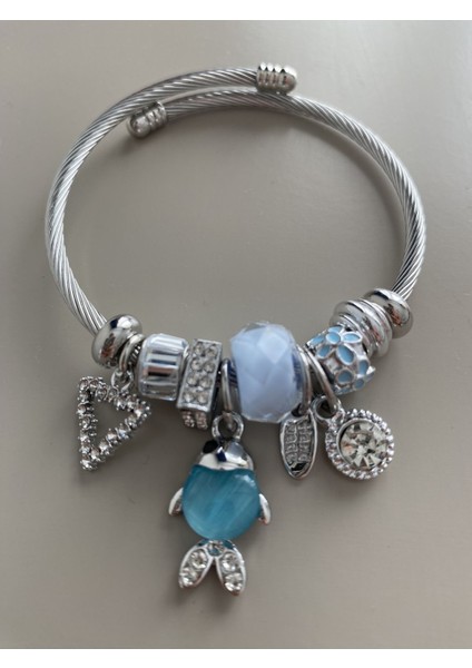 Model Mavi Balık Şans Charmlı Çelik Bileklik indirimleri