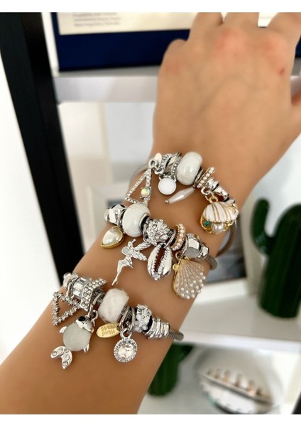 Çelik Beyaz Rengi Balık Detaylı Model Bileklik fırsatları