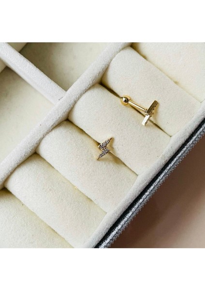 Kadın Gold Rengi Cerrahi Çelik Mini Şimşek Tragus Kıkırdak Piercing 6mm