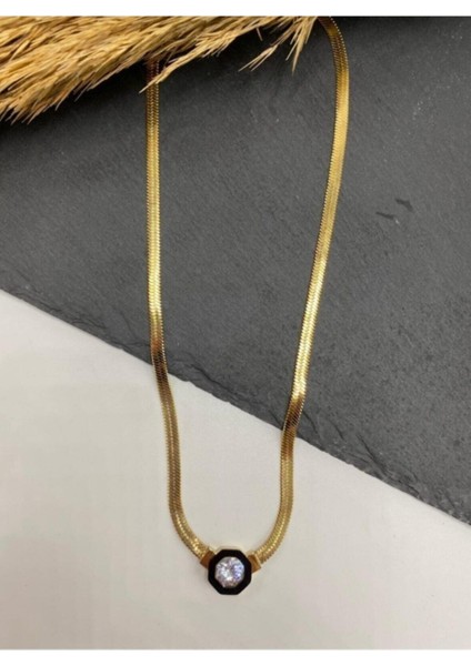Paslanmaz Çelik Gold Çağla Şikel Kolye