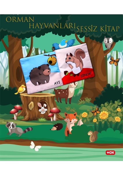 Orman Hayvanları Kumaş Sessiz Kitap - Bez Kitap