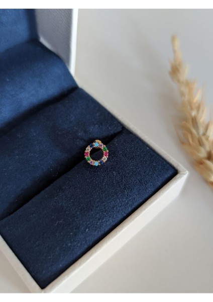 Cerrahi Çelik Gold Renkli Zirkon Sıra Taşlı Halka Piercing Tragus