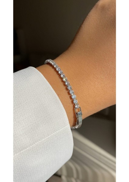 Kararmaz Solmaz Zirkon Taşlı Çelik Su Yolu Bileklik Gümüş fiyatları