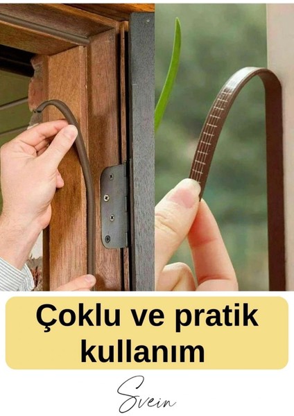 Kalın Kauçuk 2X50=100 mt Ekstra Uzun Kahve Kapı Pencere Fitili Soğuk Koruyucu Geçirmez Izolasyon