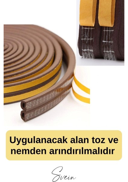 Kalın Kauçuk 2X50=100 mt Ekstra Uzun Kahve Kapı Pencere Fitili Soğuk Koruyucu Geçirmez Izolasyon