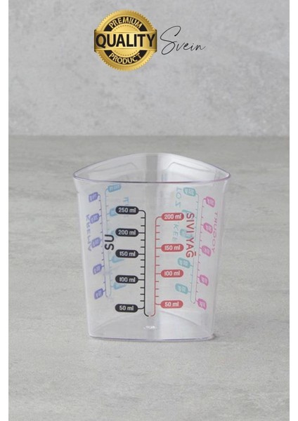 Premium 3'lü Set Plastik Ölçü Kabı 12 Çeşit Malzeme Ölçme Şeffaf Mutfak Gereci Galeta Unu Irmik
