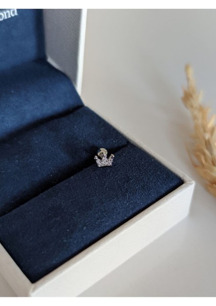 Cerrahi Çelik Gümüş Zirkon Taşlı Taç Piercing , Tragus
