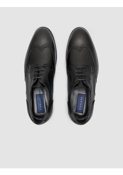 %100 Hakiki Deri Bağcık Detay Siyah Erkek Klasik Ayakkabı