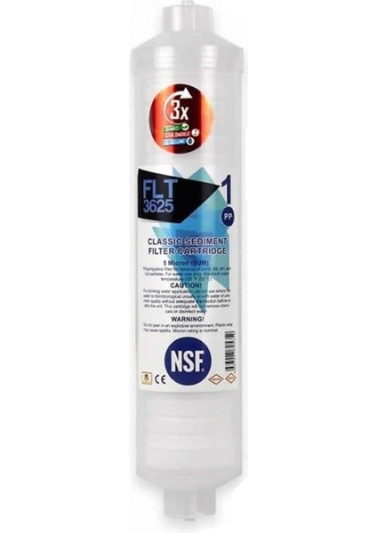 Roby 12" Inline Kapalı Kasa Nsf 5 Mikron Şeffaf Sediment Filtre 3625 1no Çubuklu