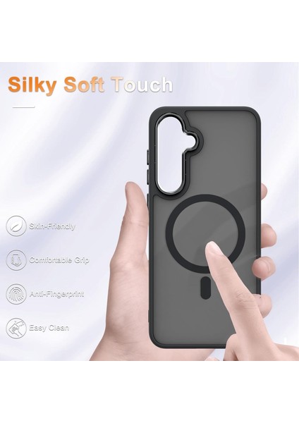 Samsung Galaxy S24 Plus Kılıf Mat Magsafe Şarj Özellikli Hassas Butonlu Yumuşak Renkli Kenarlı + Ekran Koruyucu Cam Set 2in1