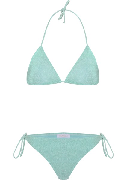 Lurex Fitilli Üçgen Bikini Takım