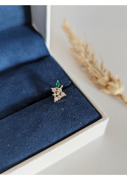 Cerrahi Çelik Gold Zirkon Taşlı Üzüm Piercing , Tragus