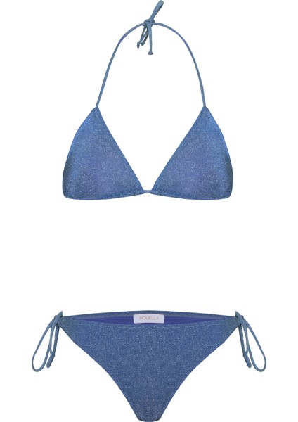 Lurex Fitilli Üçgen Bikini Takım