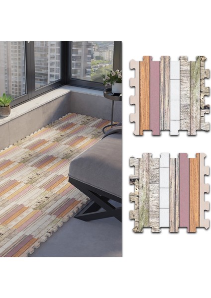 Dijital Baskılı Mermer Desenli Balkon Halısı Yolluk Yapboz Puzzle Japon Halı