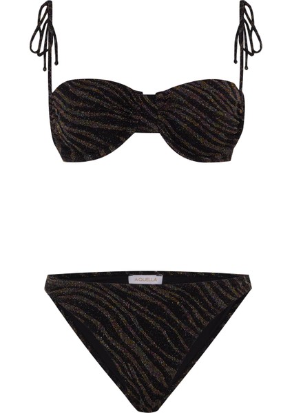 Balenli Siyah Triko Bikini Takım
