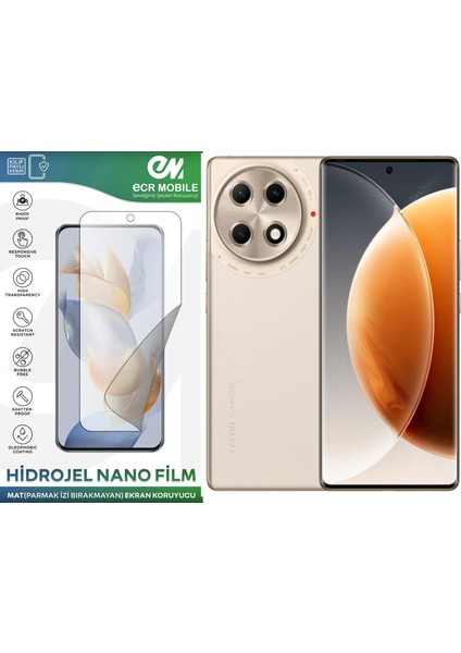 Tecno Camon 30S Pro ile Uyumlu Hidrojel Nano Ekran Koruyucu Film Mat(Tempered Cam Değildir!)