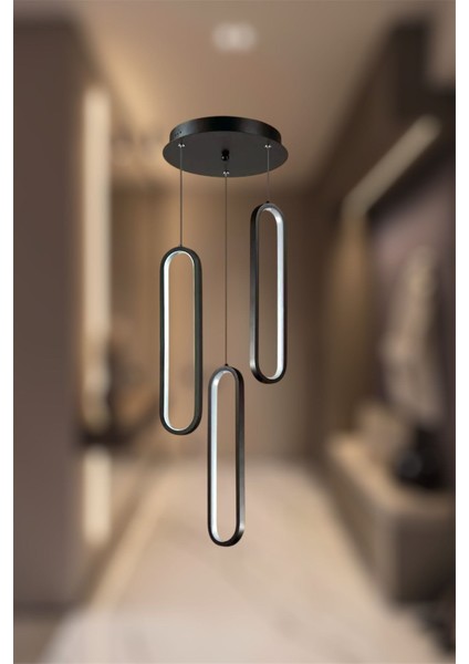 Modern Siyah 3'lü Nordic Sarkıt Model 3 Renk (Beyaz&sarı&günışığı) LED Avize
