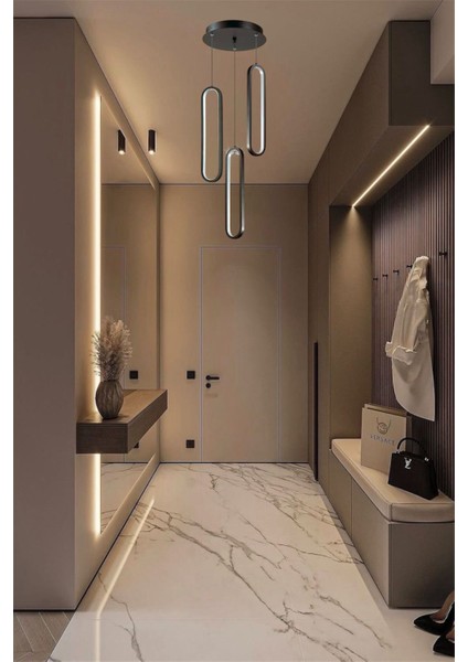 Modern Siyah 3'lü Nordic Sarkıt Model 3 Renk (Beyaz&sarı&günışığı) LED Avize