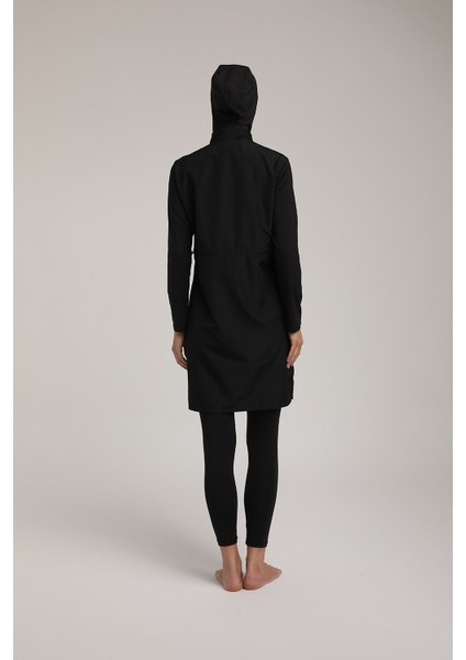 Kadın Düz Siyah Fermuarlı Tam Kapalı Tesettür Mayo T 5420 indirimleri