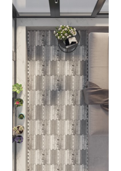 Dijital Baskılı Mermer Desenli Balkon Halısı Yolluk Yapboz Puzzle Japon Halı