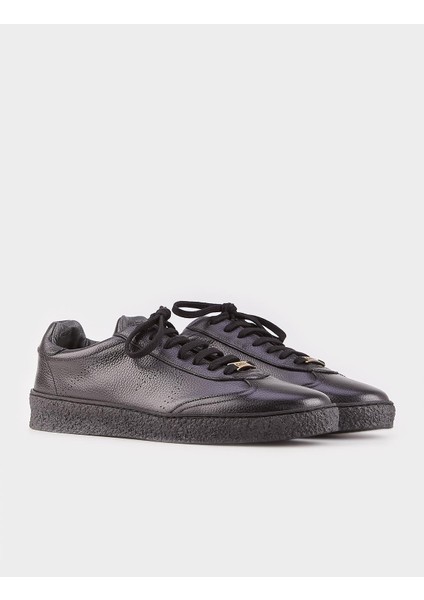 Erkek Özel Yapım Bağcıklı Geçme Taban Dikişli Sneaker Ayakkabı 292M1308 Siyah