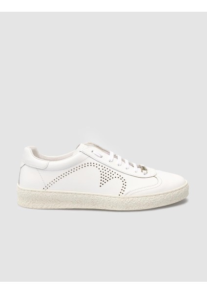 Erkek Özel Yapım Bağcıklı Geçme Taban Dikişli Sneaker Ayakkabı 292M1308 Beyaz