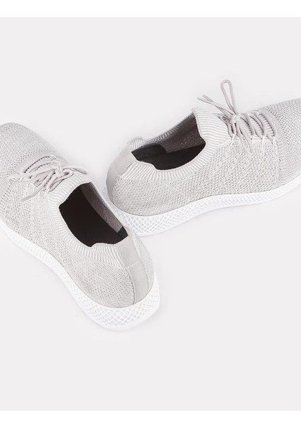 Detaylı Triko Gri Bağcıklı Erkek Spor Ayakkabı indirimleri