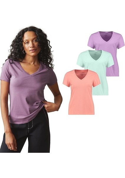3'lü Kutu Premium Kadın V Yaka Tee T-Shirt Rosie fiyatları