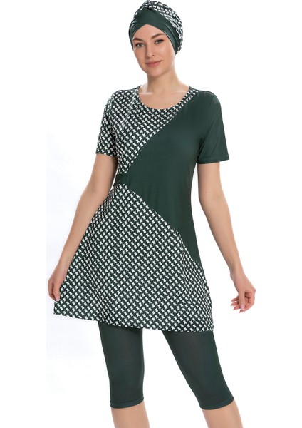 Kısa Kollu Yarı Kapalı Tesettür Mayo 204-29 Haki fırsatları