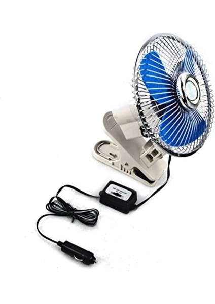 Carub 12 Volt Oto Vantilatör 10" Çakmak Fişli Mandallı Büyük Boy 30CM