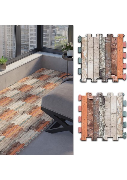 Dijital Baskılı Mermer Desenli Balkon Halısı Yolluk Yapboz Puzzle Japon Halı
