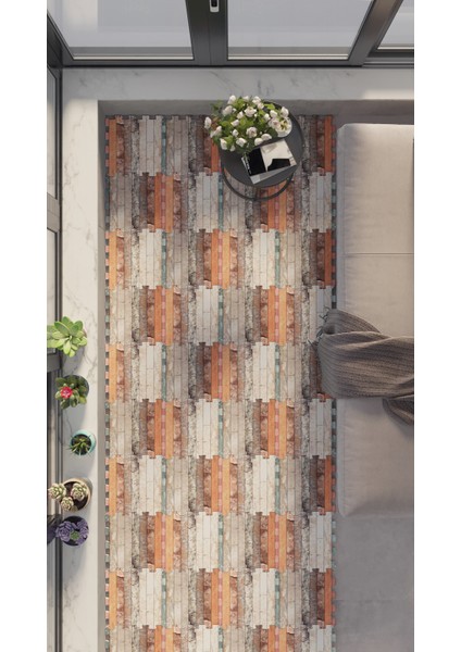 Dijital Baskılı Mermer Desenli Balkon Halısı Yolluk Yapboz Puzzle Japon Halı