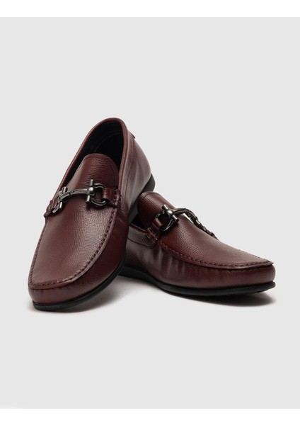 Hakiki Deri Bordo Erkek Loafer