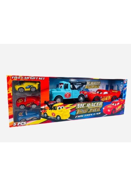 Cars Şimşek Mcquinn Mater 5li Sürtmeli Arabalar Seti