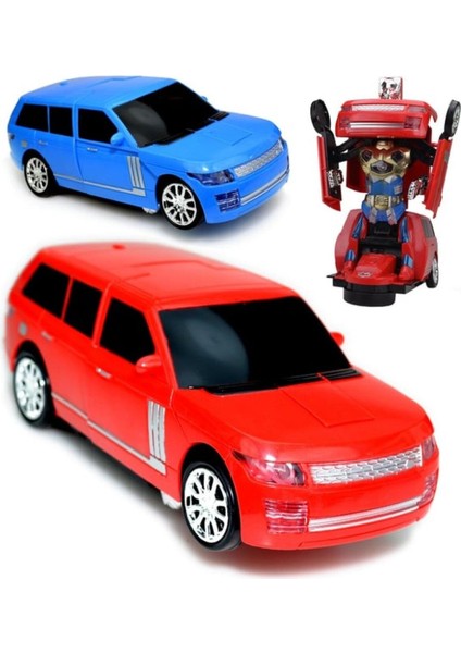 Robota Dönüşebilen Jeep Araba Işıklı Sesli Müzikli Kendi Kendine Gezen Pilli Oyuncak 20 Cm.