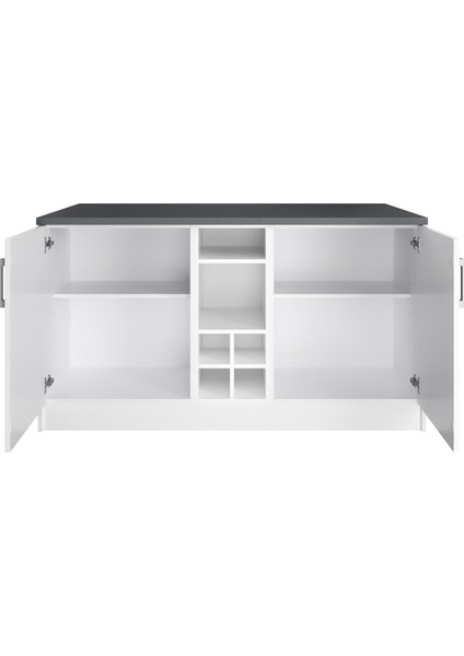 Helios Mutfak Alt Modül 2 Kapaklı -150 cm -Tezgah Dahil-Çok Amaçlı Dolap