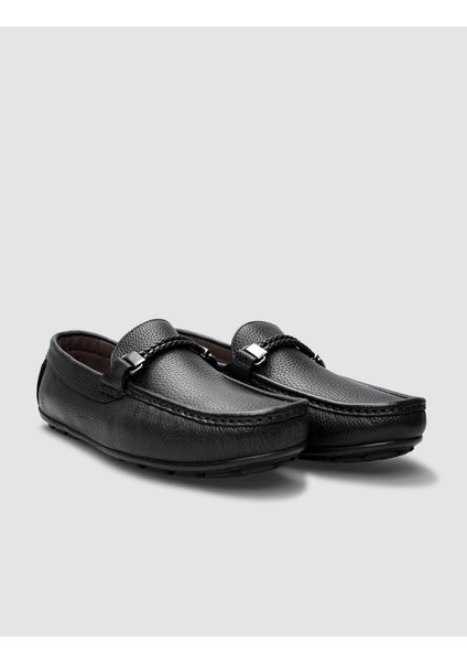Özel Tasarım Blue Comfort Erkek Gerçek Deri Loafer Ayakkabı 010M823E Siyah