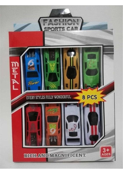8 Adet Mini Metal Yarış Arabaları Oyuncak Araba Set