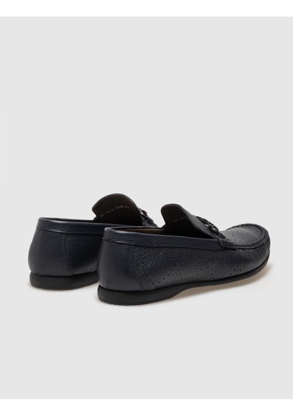Hakiki Deri Lacivert Tokalı Erkek Loafer modelleri