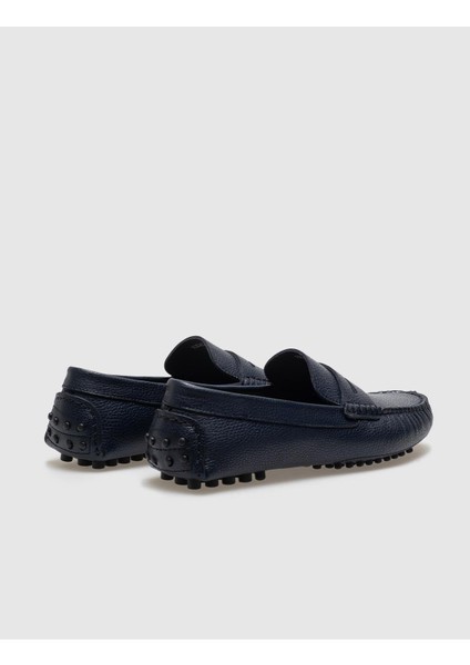 Hakiki Deri Lacivert Kemerli Erkek Loafer