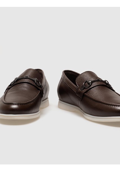 Hakiki Deri Kahverengi Tokalı Erkek Loafer
