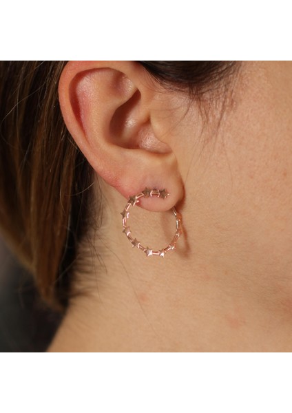 925 Ayar Gümüş Yıldızlı Halka Küpe