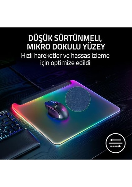 Firefly V2 Pro - Rgb Arkadan Aydınlatmalı Oyun Mouse Matı - Entegre USB Bağlantı Noktası (15 Bölge LED Aydınlatma, Optimum Izleme Için Mikro Kazınmış Dokulu Yüzey) Siyah
