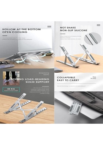 Plus ADS-AL05 Alüminyum Ayarlı Laptop Macbook Notebook Yükseltici Tutucu Stand