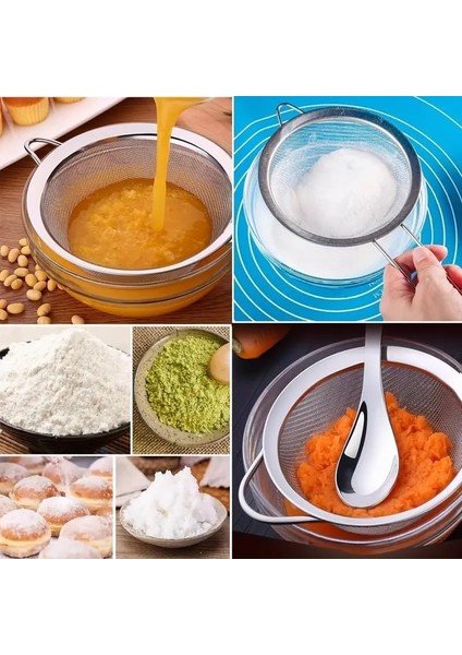 Paslanmaz Çelik Pratik 4'lü Çay Süzgeci Sebze Makarna Un Süzgeç