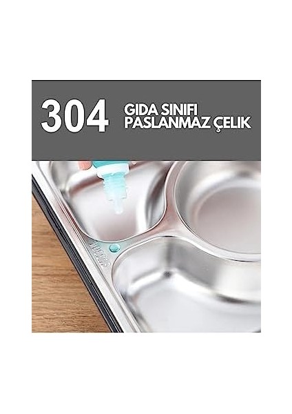 Bento 1600ML Lunchbox Tek Katlı 5 Bölmeli Çelik Sefer Tası Yemek Kutusu (Açık Yeşil)