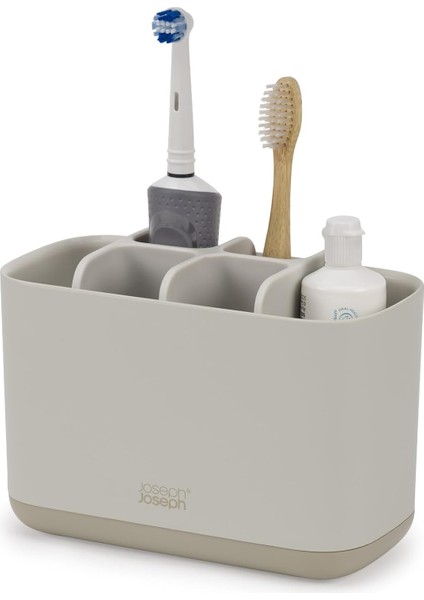 Easy-Store Caddy, Diş Fırçası Tutucu, Banyoda Saklama, Büyük, Mat Yüzey, Bej